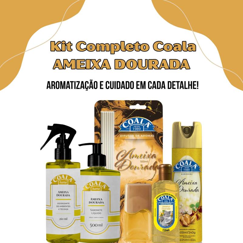 Kit Coala Ameixa Dourada Limpeza Perfume Aromatizante Completo